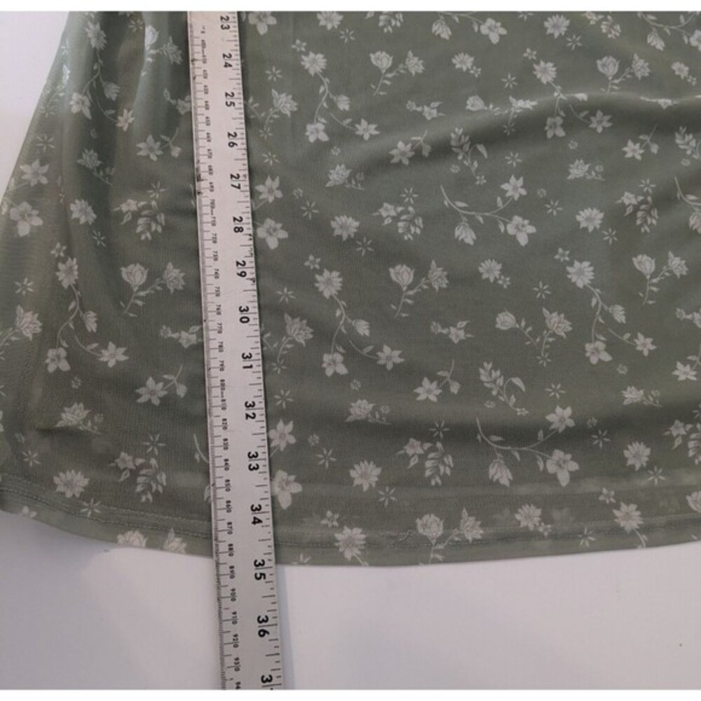 SO Green & White Mesh Floral Milkmaid Cap Sleeve Cottage dress Juniors X XL - Picture 7 of 9